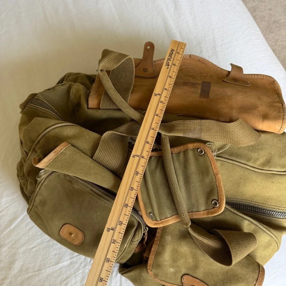 Eddie Bauer Outdoor Outfitters Canvas Duffel Bag Green Distressed Travel Luggage